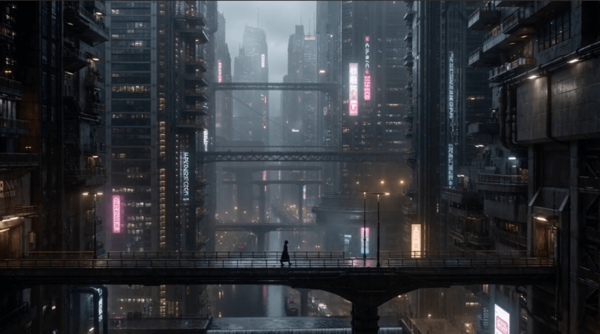 Grid City cyberpunk skyline hero